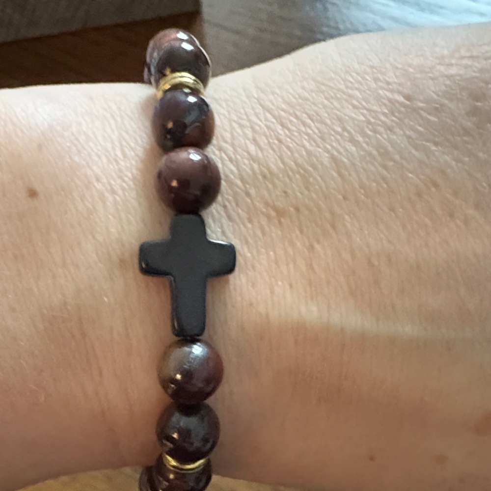 Beaded Bracelet with Cross Charm